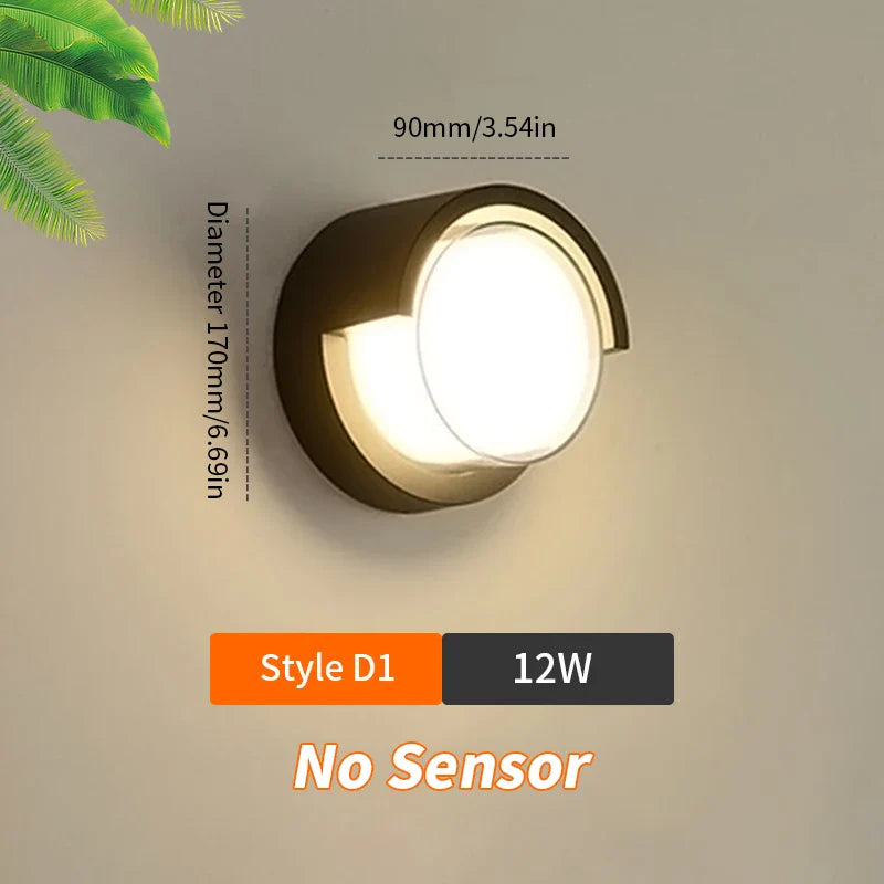 Skanto | LED Vegglampe LumoGuard | Med Radar Bevegelsessensor | 6W/12W | Varm & Kald Hvit | IP66 Vanntett