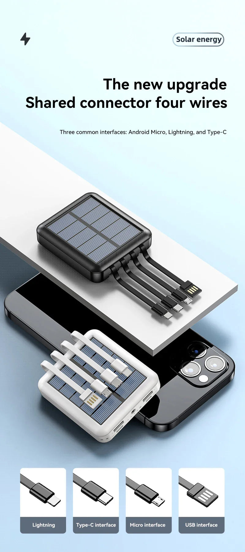 Skanto | 4 i 1 Solenergi-ladende Power Bank