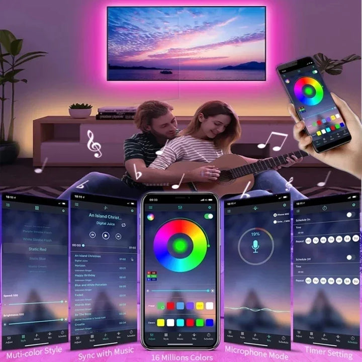 Skanto | USB RGB LED Strip Lyskilder med Appkontroll for Rom & TV Bakgrunnsbelysning Dekor