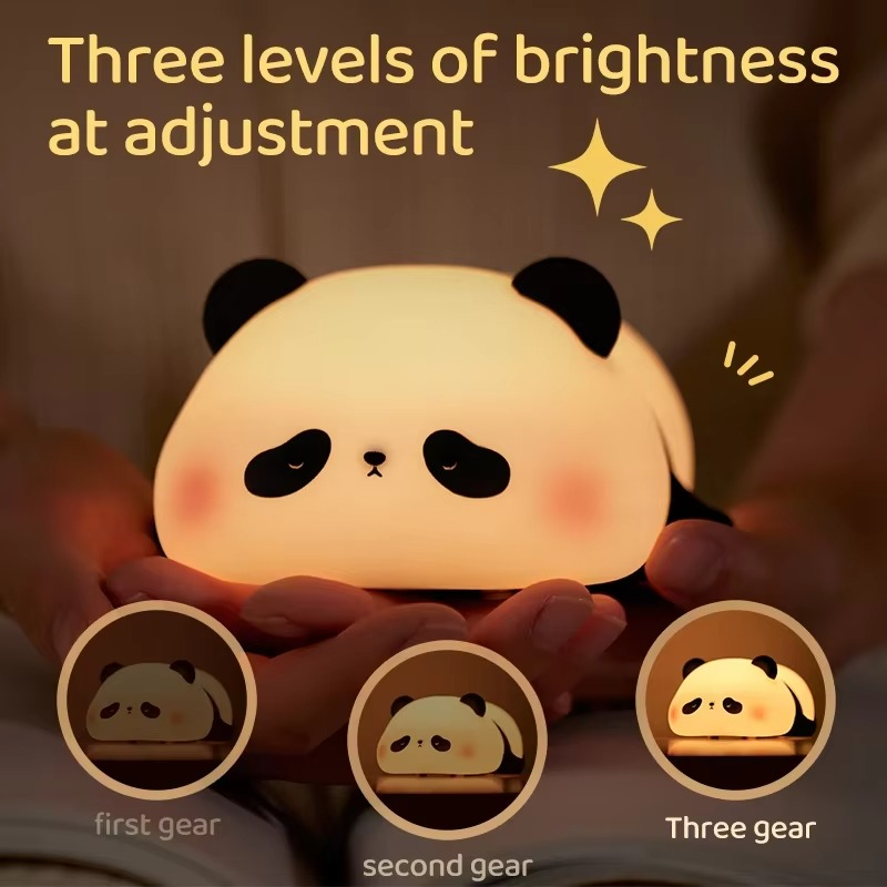 Skanto | Panda Berøringsaktivert Silikon LED Nattlampe – USB-ladbar, Synkroniserbar Myk Glød Lampe