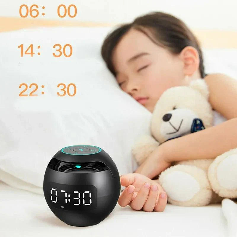 Norvo | Ball Høyttaler Vekkerklokke | Bluetooth 5.0 | LED Nattlys | 2200 mAh Batteri