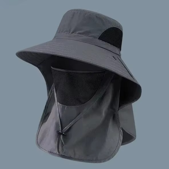 Skanto | UV-beskyttelse utendørs solhatt med bred brim og nakkeflapp for fotturer, fiske og camping