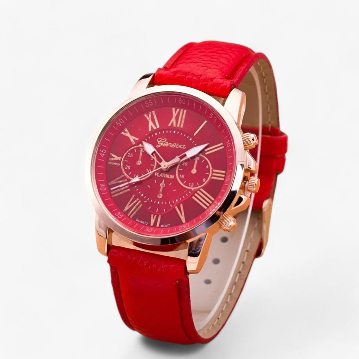 Camille Damenuhr mit wasserdichtem Lederarmbånd, 42mm