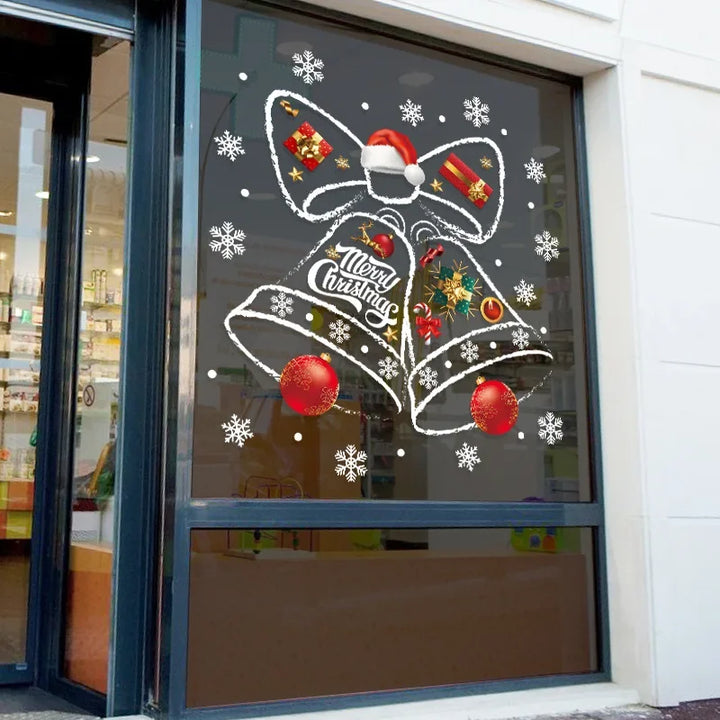 Skanto | WinterBell Julevindu Klistremerker – Gjenbrukbar PVC Vindusdekorasjon med festlig klokke design