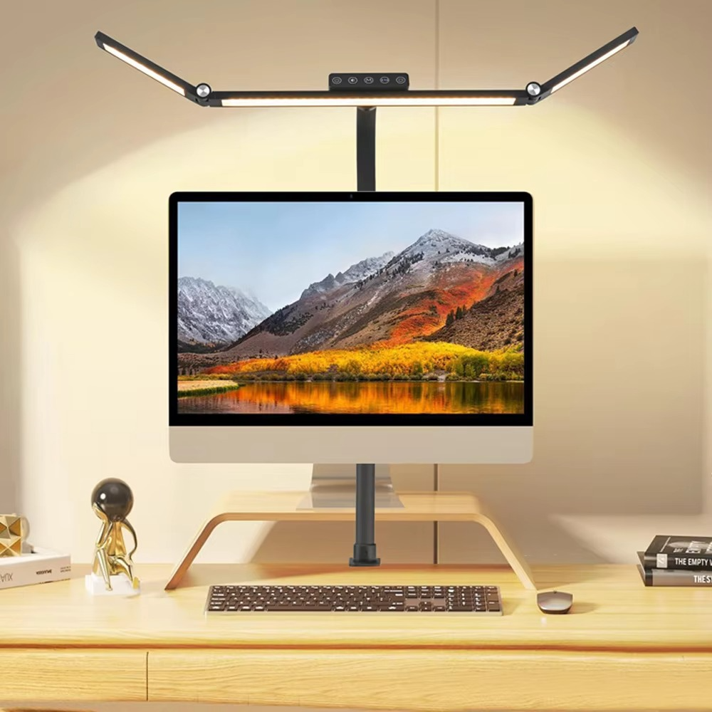 Skanto | 24W Trippe Hode LED Skrivebordslampe med Klemme og Automatisk Demping for Kontor og Hjem
