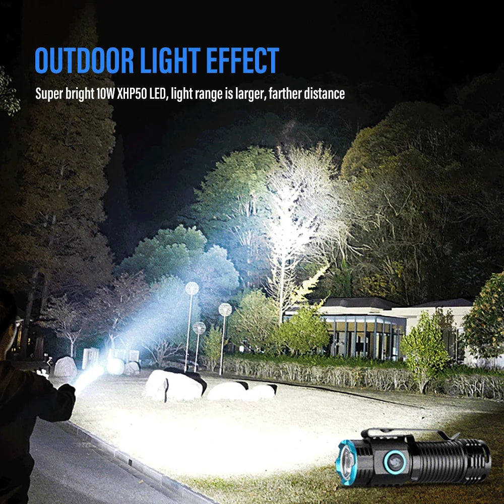 Norvo | LED Lommelykt LumiXPro S-359 | Mini XHP50 | Magnetisk & Oppladbar | 1000 Lumen | USB & Klemmefunksjon