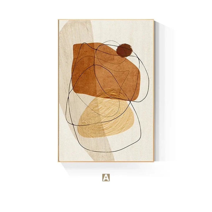 Skandinavisk Abstract Form Line & Shape Wall Art Fine Art Canvas Prints Neutral Color Palette Pictures For Modern Living Room Decor | Skanto