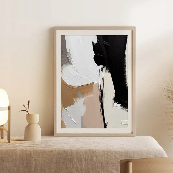 Earthen Contours Abstract Monochrome Fusion Canvas Print Wall Art Pictures For Modern Living Room Bedroom Home Office Decor | Skanto