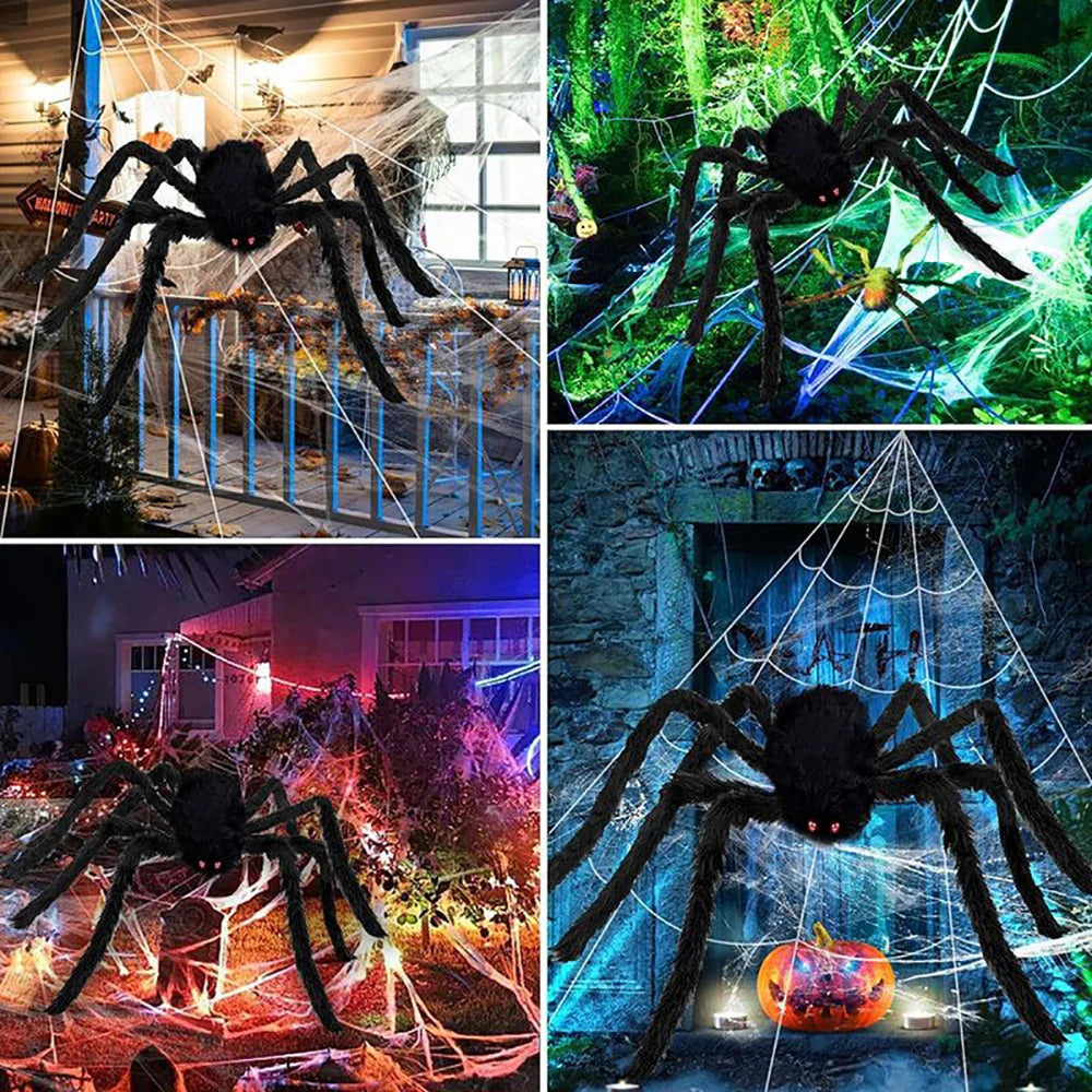 Skanto | CreepyWeb XXL Spindelvev | Triangulær | 5 m | Fluffy Halloween Dekorasjon for Hage & Hjem