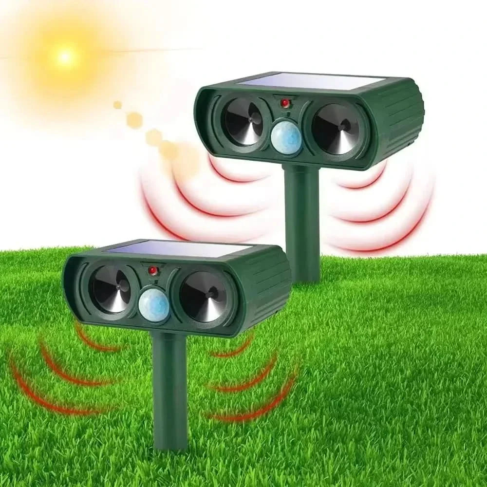 Skanto | ULTRAGUARD DYREAVSKRENER – Ultralyd dyreavskrer med LED-lys – Værbestandig og batteridrevet for hage- og utendørs bruk