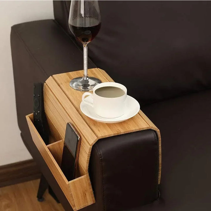 Minimalistisk bambus-sofa-armstøtte-organizer