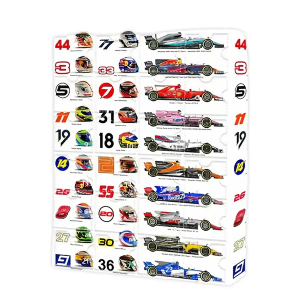 2024 F1 Adventskalender for Barn - Overraskelses Miniatyr Racing Gaver, Jule Nedtelling