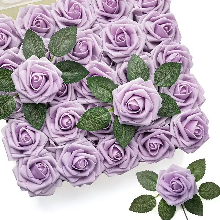 Skanto | Realistiske Røde Kunstige Rosen med Stammer (Pakke med 25/10)
