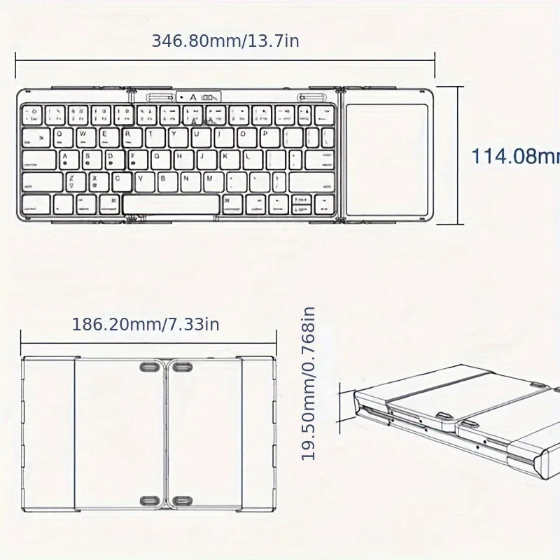 Skanto | Sammenleggbar RGB Trådløs Innebygd Touchpad Belyst Reise Tastatur