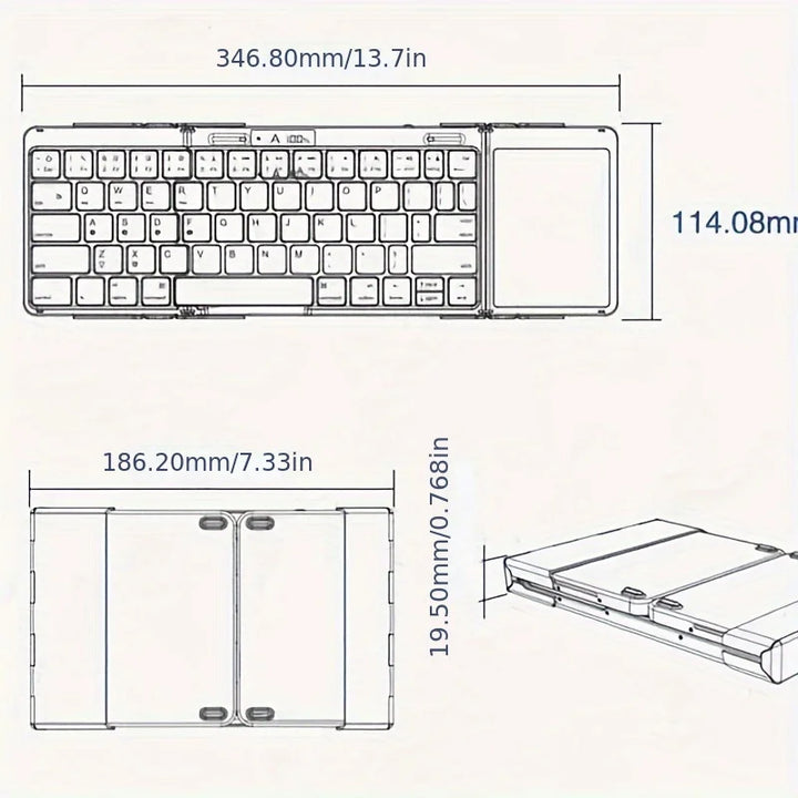 Skanto | Sammenleggbar RGB Trådløs Innebygd Touchpad Bakgrunnsbelyst Reisetastatur