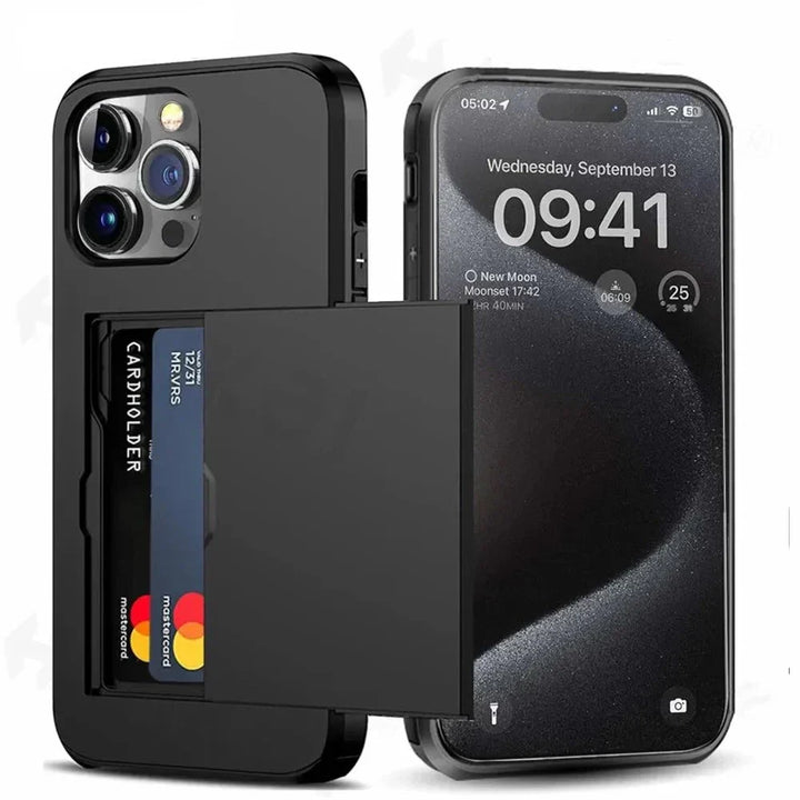Skanto | LuxShield iPhone-deksel med kortlomme | Slank design | Kortoppbevaring | Beskyttelse og stil