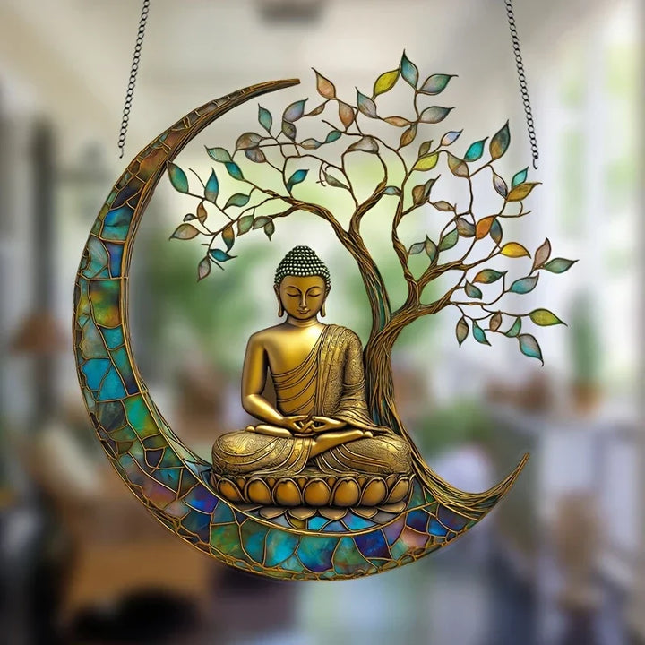 Skanto | Akryl Solfanger ZenLight | 2D Buddha Dekor | Vindu- & Boligtilbehør | Spirituell Romdesign