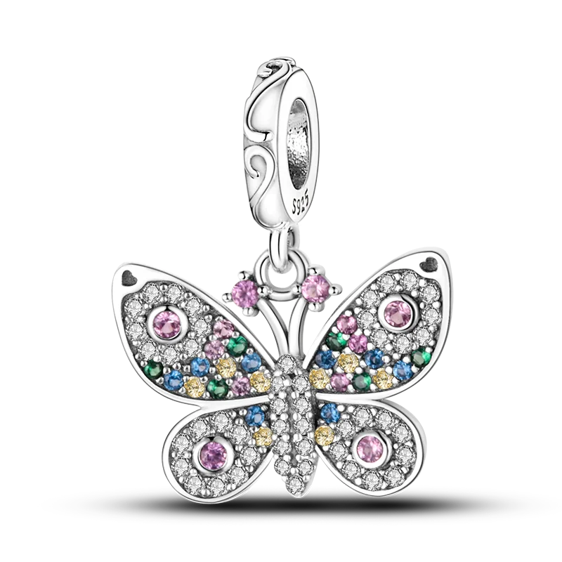 Skanto | 925 Sølv Gylden Leopard Charms Perler Fargerik Kameleon Nesehorn Løve Skarabé Katt Anheng Kompatibel med Original Pandora Armbånd Smykker
