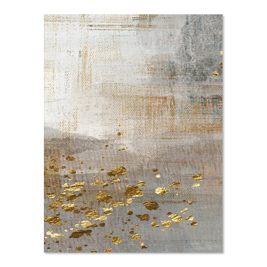 Beige Gray Golden Speckled Vintage Abstract Wall Art Canvas Prints Contemporary Images for Elegant Interiors | Skanto