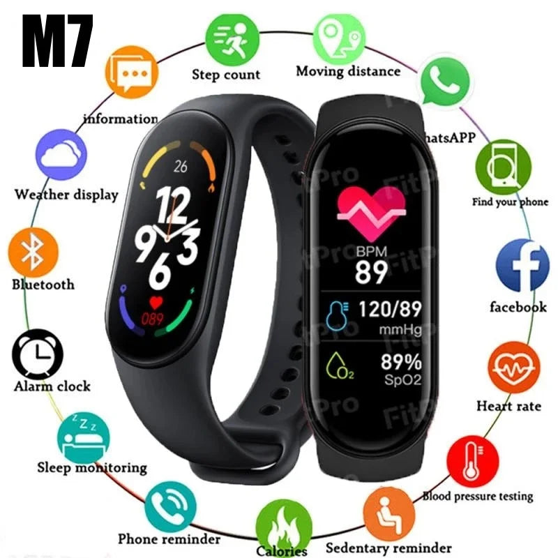 Norvo | M7 Smartklokke Menn Kvinner Smartband Puls Smartklokke Fitness Tracker Blodtrykk Sport Smartarmbånd for xiaomi iPhone
