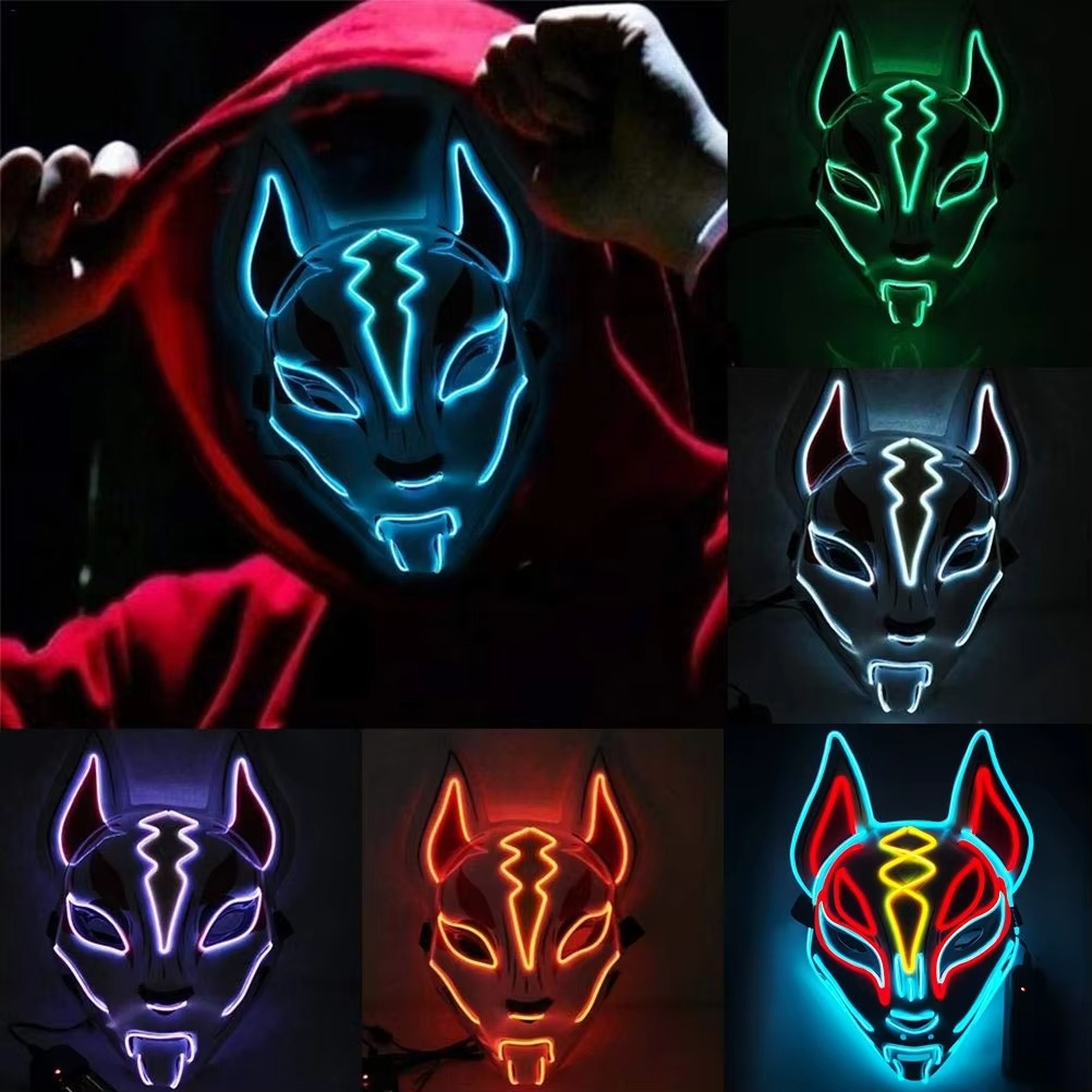 Skanto | Luminous LED Full Face Fox Maske for Halloween & Cosplay