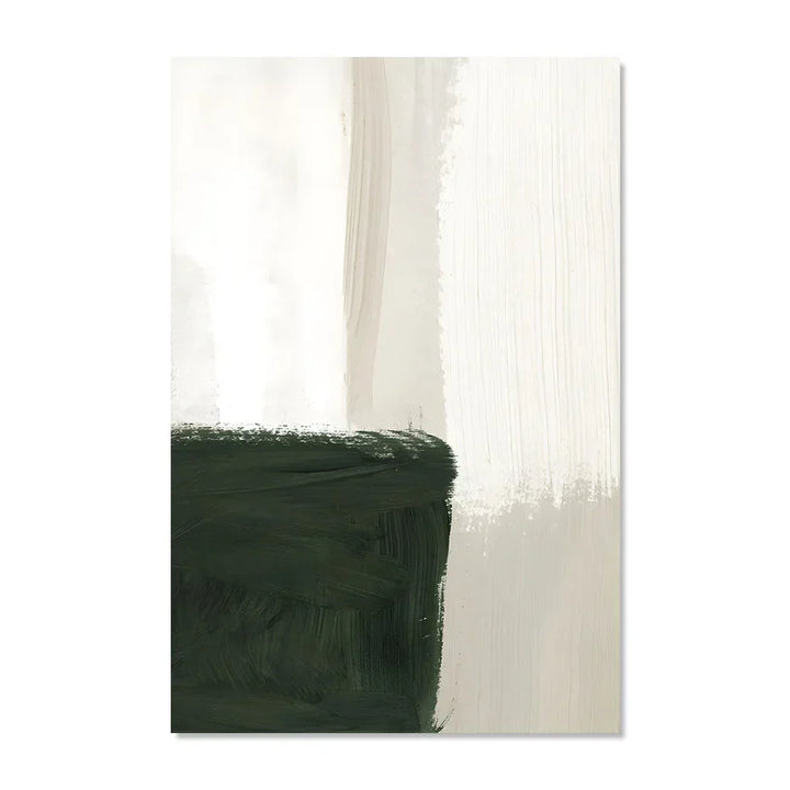 Modern Abstract Green Beige White Brushstroke Canvas Prints Nordic Wall Art for Modern Living Room Home Decor Artwork | Skanto
