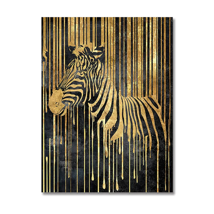Modern Abstract Golden Zebra Lines Lion Elephant Tiger Wall Art Fine Art Canvas Prints Pictures for Luxury Apartment Living Room Dining Room Art Decor | Skanto