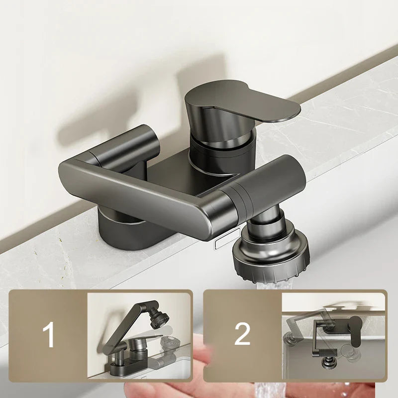Aqua Twist Duo-Flex Servantbatteri – 360° svingende to-hulls blandebatteri for varmt og kaldt vann Skanto