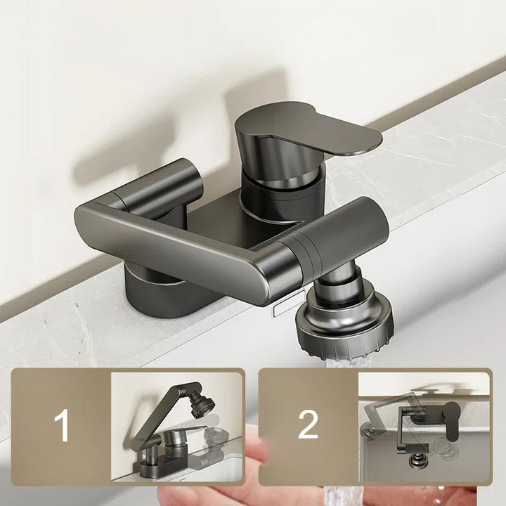 Aqua Twist Duo-Flex Servantbatteri – 360° svingende to-hulls blandebatteri for varmt og kaldt vann Skanto