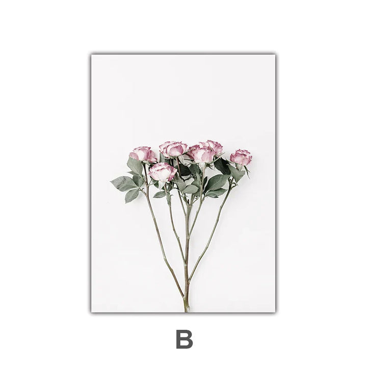 Minimalist Pink Floral Botanical Wall Art Fine Art Canvas Prints Posters Elegant Pictures For Nordic Living Room Dining Room Bedroom Art Decor | Skanto