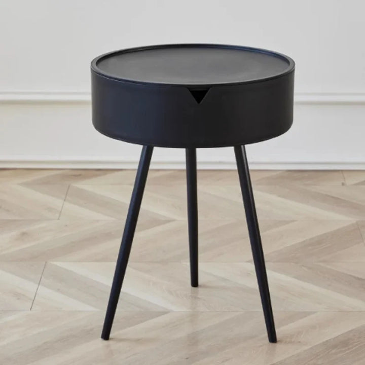 Skanto | Rund Plast Sidebord med Oppbevaringsplass og Mobil Design