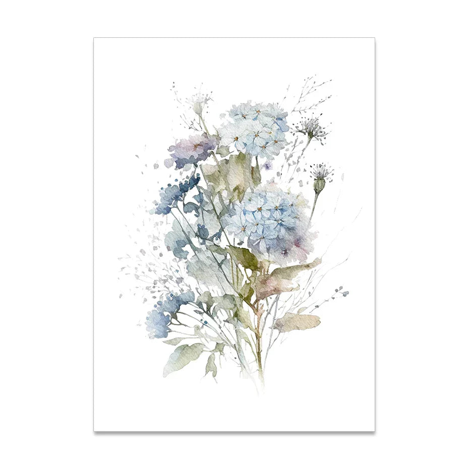 Minimalist Wildflower Watercolor Wall Art Fine Art Canvas Print Botanical Posters Pictures For Living Room Home Decor | Skanto