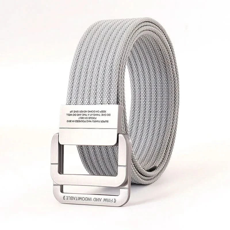 Skanto | Unisex lerretsbelte – Dobbel metallring spenne, justerbar