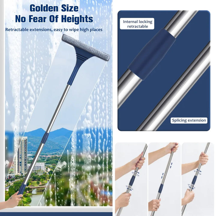 Skanto | FensterFlex 2-i-1 Vindusrenser | Justerbart teleskophåndtak | Klut og microfibermopp | For vinduer, glass og rammer