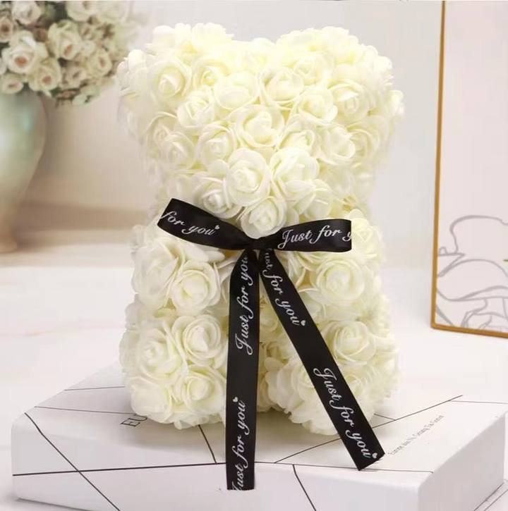 Skanto | 9.8in Kunstig Rose Teddy Bjørn Gave med Presentasjonsboks - Romantisk Jubileum eller Valentines Dag Dekor