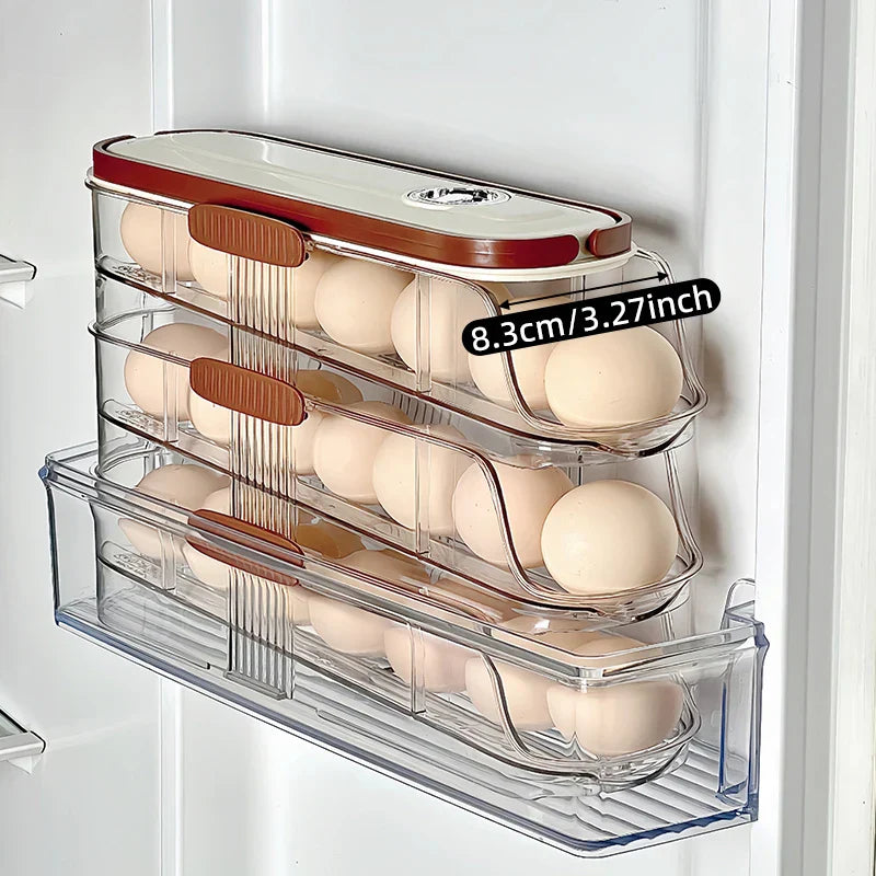 Skanto | Kjøleskapsorganisator Automatisk Rullende Transparent Egglagringsboks