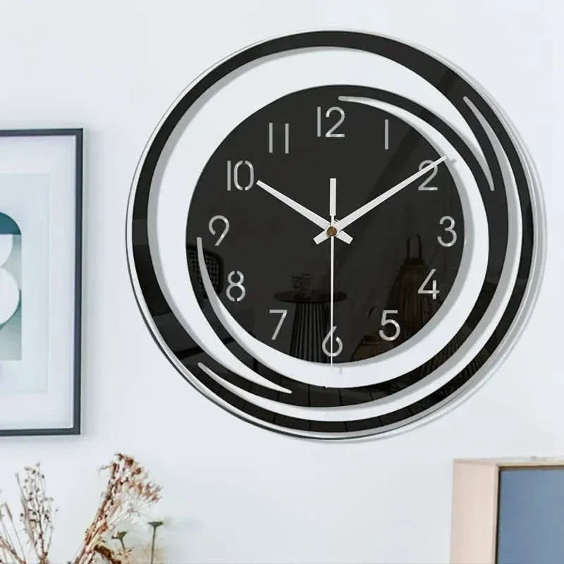 Schwarze Acryl-Wanduhr – Modernes skandinavisches Design