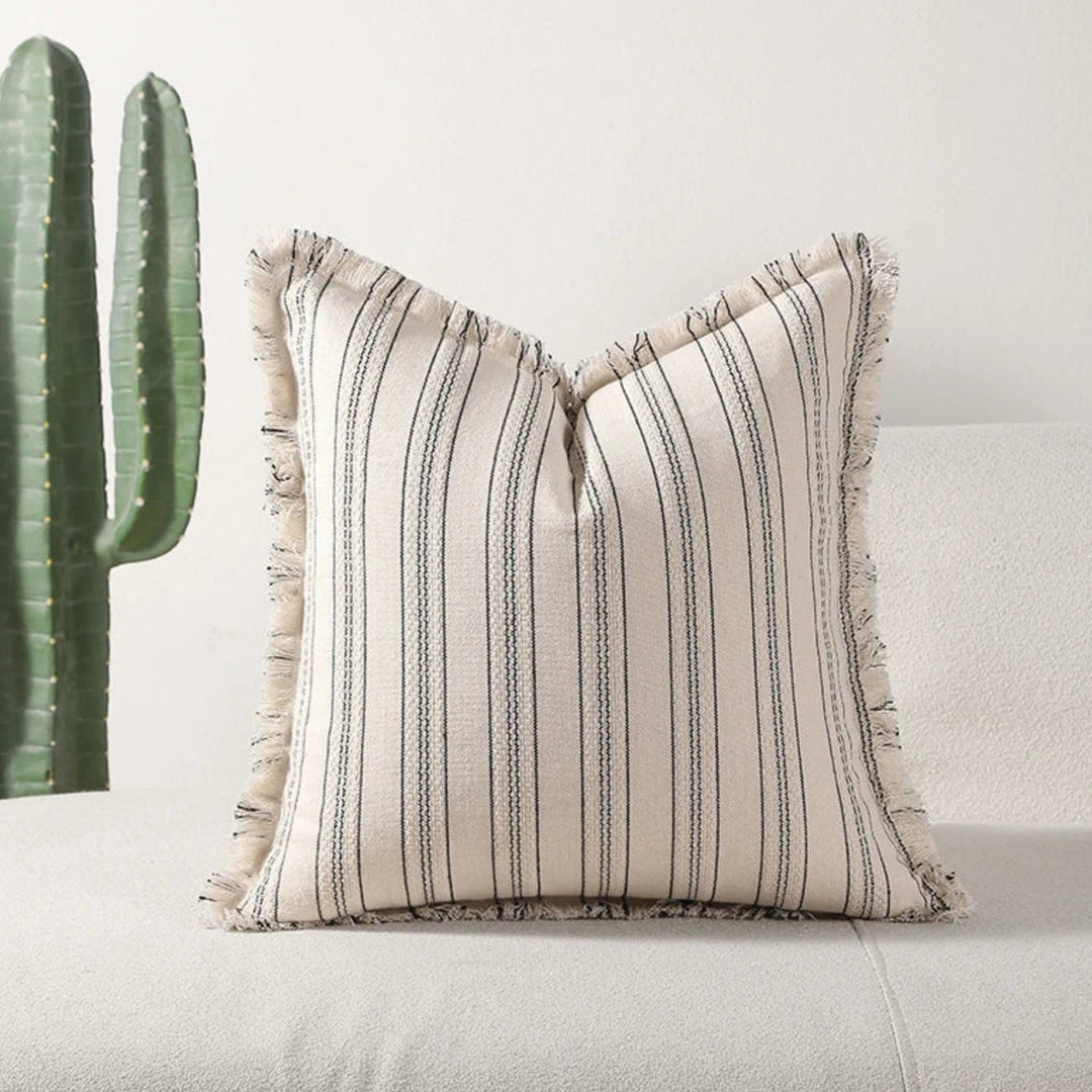Skanto | Scandi Stripe Teksturert Frynse Putetrekk