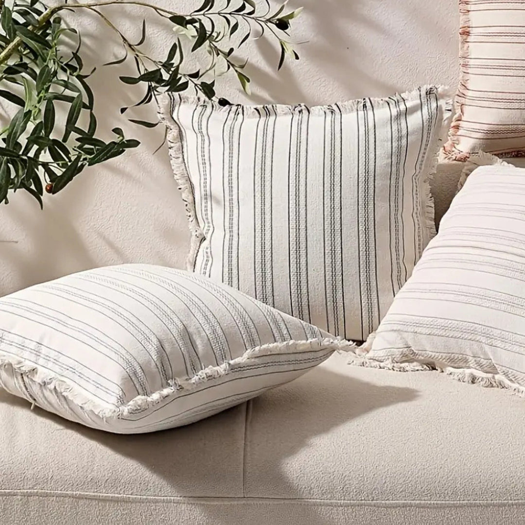 Skanto | Scandi Stripe Teksturert Frynse Putetrekk