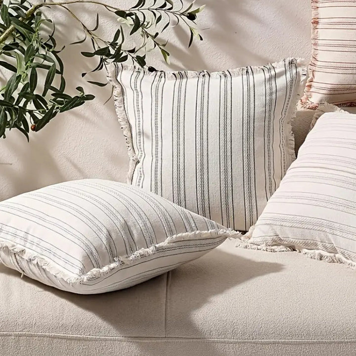 Skanto | Scandi Stripe Teksturert Frynse Putetrekk