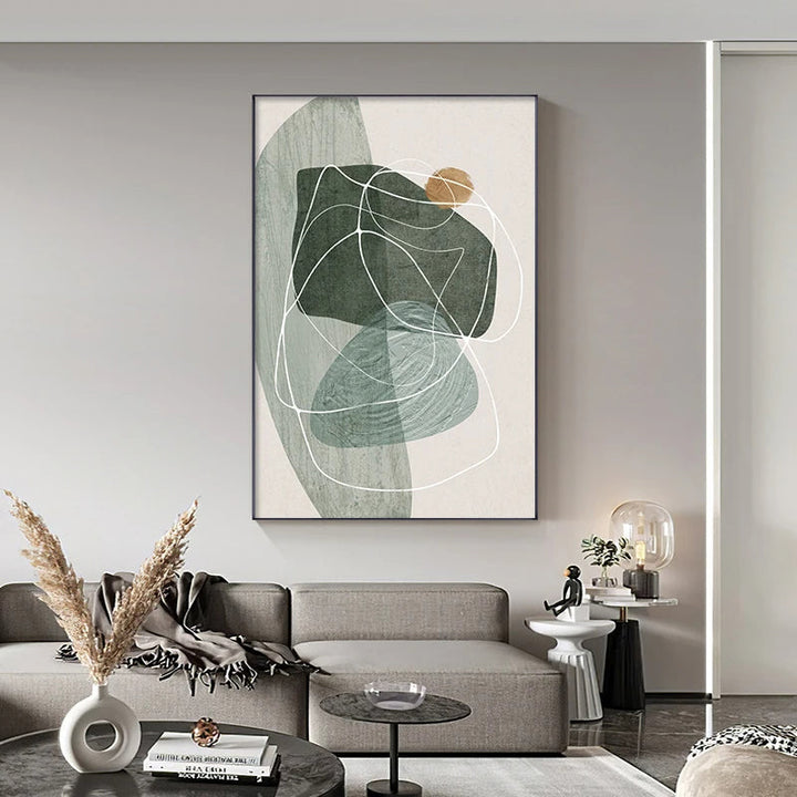 Skandinavisk Abstract Form Line & Shape Wall Art Fine Art Canvas Prints Neutral Color Palette Pictures For Modern Living Room Decor | Skanto