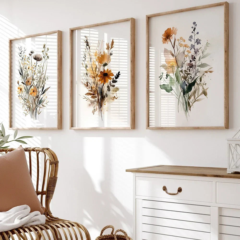 Skandinavisk floral engblomster veggkunst Fine Art lerrettrykk moderne minimalistisk botanikk bilder for stue hjemmeinnredning | Skanto