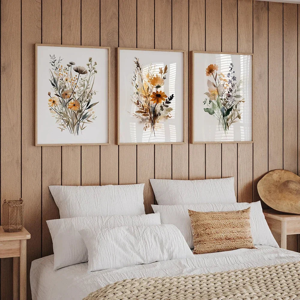 Skandinavisk floral engblomster veggkunst Fine Art lerrettrykk moderne minimalistisk botanikk bilder for stue hjemmeinnredning | Skanto