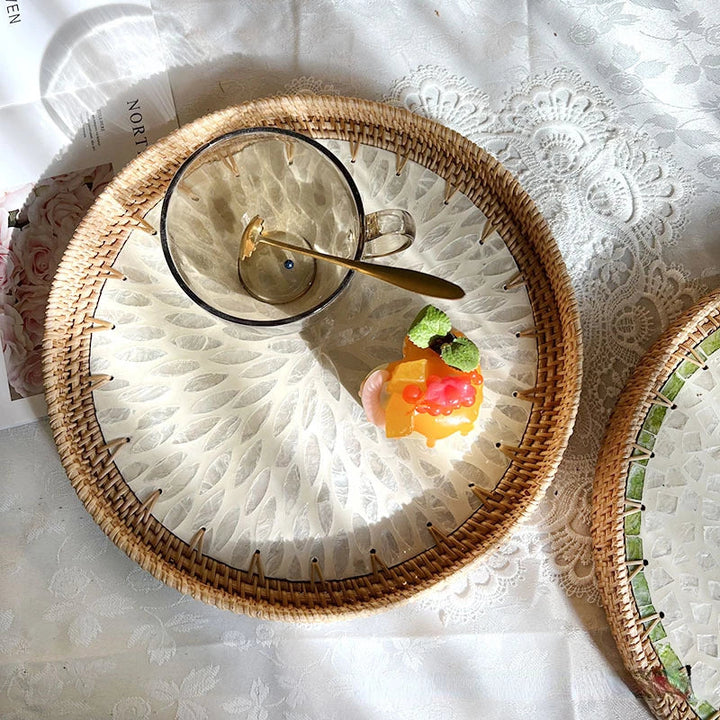 Skanto | Lotus Leaf Rattan & Shell Fruktbolle Brett