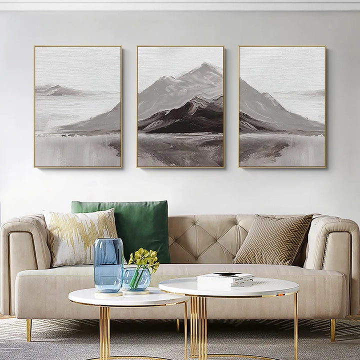 Abstract Gray Mountain Landscape Wall Art Canvas Prints Pictures For Modern Apartment Living Room Dining Room Art Decor | Skanto