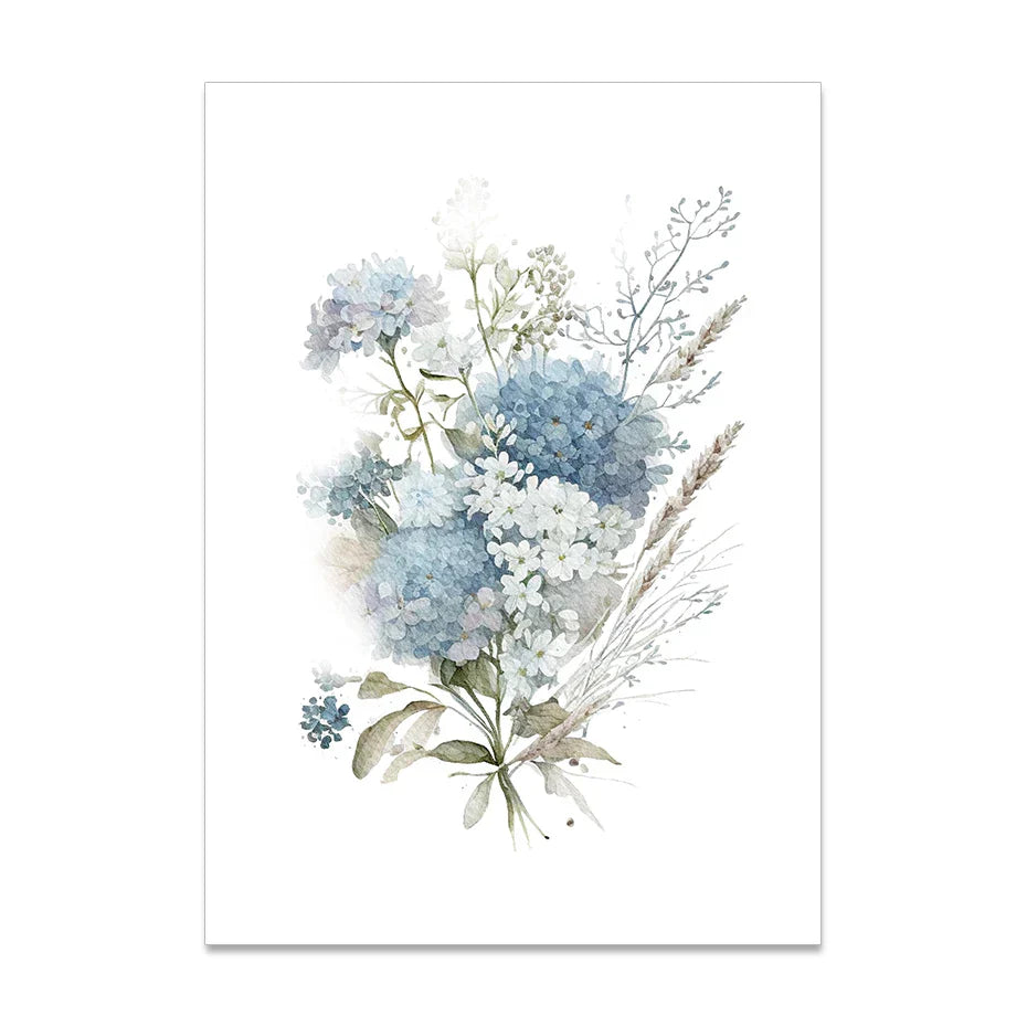 Minimalist Wildflower Watercolor Wall Art Fine Art Canvas Print Botanical Posters Pictures For Living Room Home Decor | Skanto