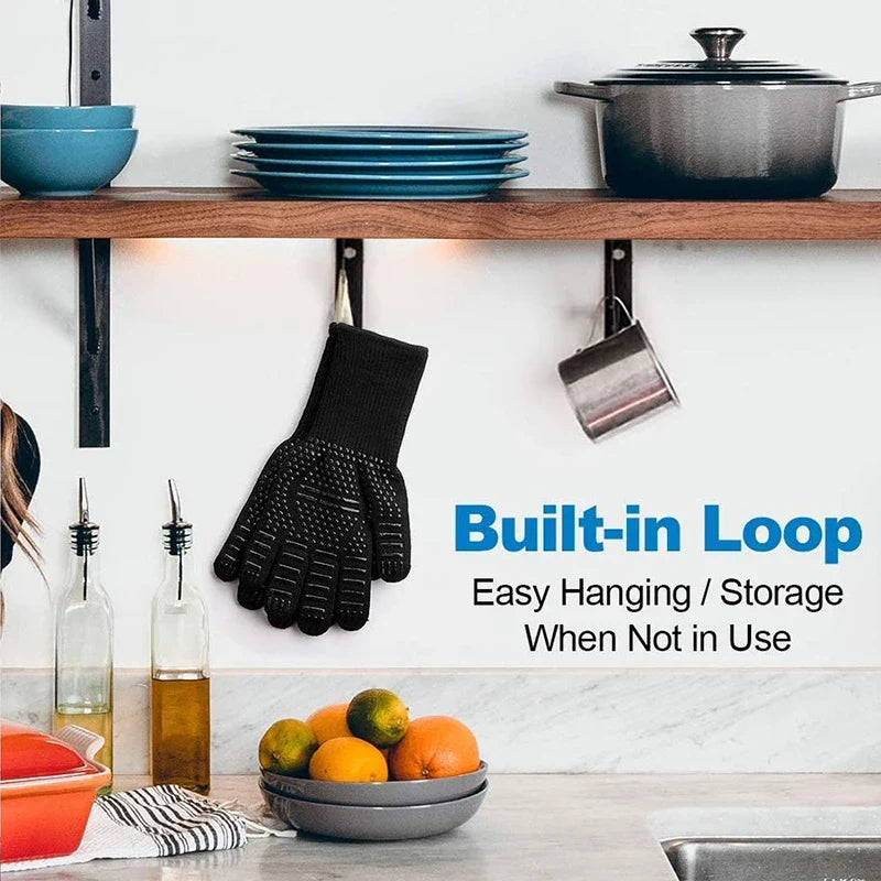 Norvo | ThermaGrip Varmeresistent Grillvott | Silikon & Bomull | Rutsikker & brannsikker opp til 800 °C | For Grill, Ovn & BBQ | 1 Stykk