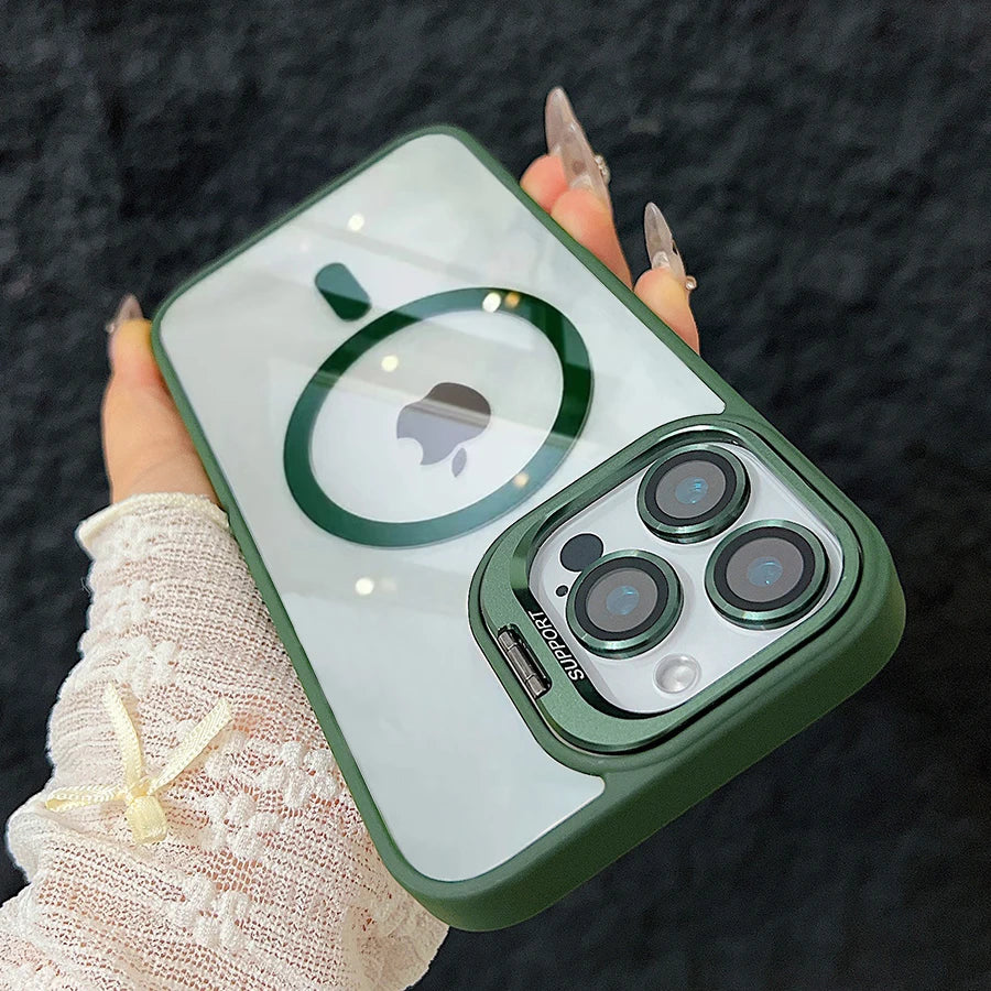 Skanto | Magnetisk Sjokkbestandig Magsafe Mobildeksel Stativ Glass Linsebeskytter Deksel