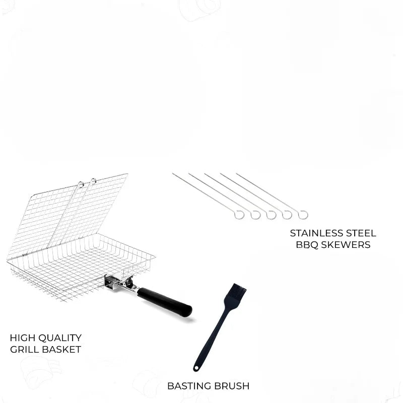 Norvo | BBQGrid | Bærbar grillrist med håndtak | Ideell for fisk, grønnsaker og reker | Rustfritt stål