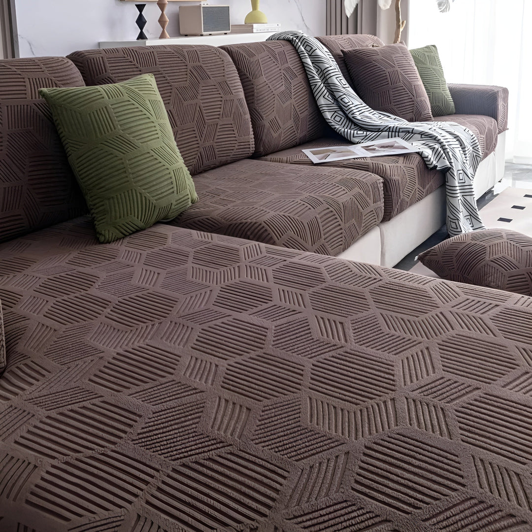 Jacquard Sofa Cover med Geometrisk Mønster – Myk & Katt-vennlig | Perfekt for Beskyttelse og Koselige Oppholdsrom | Skanto